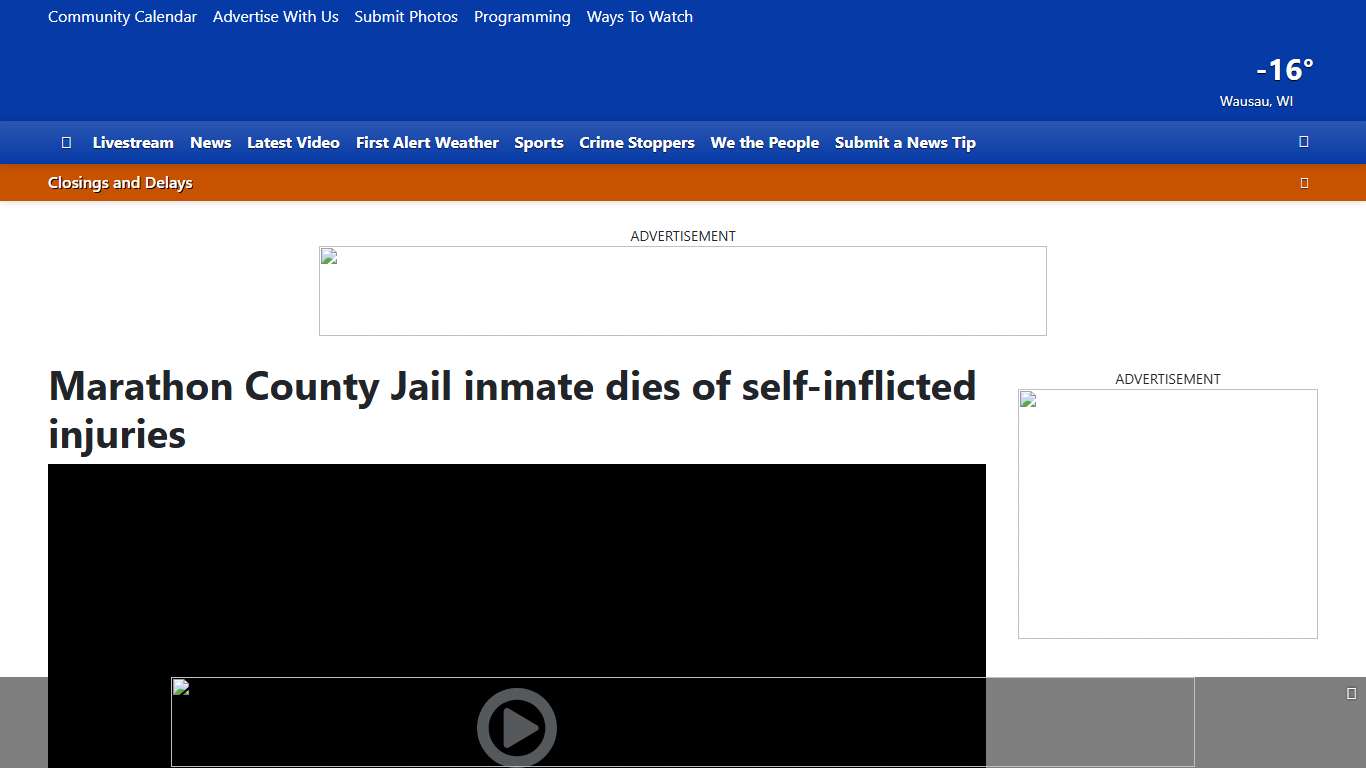 Marathon County Jail inmate dies of self-inflicted injuries